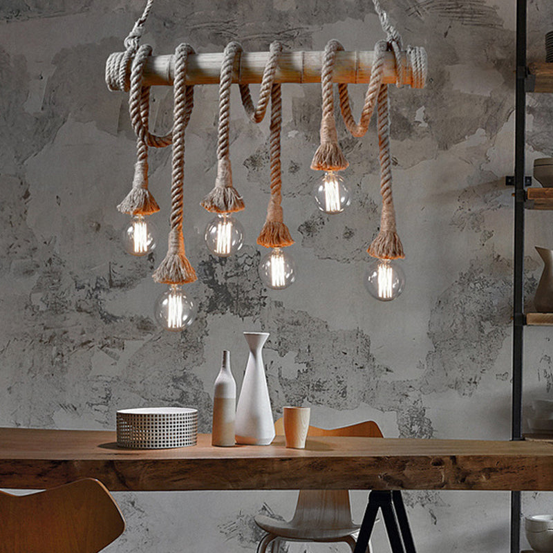 Avtoit | Adjustable Bamboo Pendant Lamp with Industrial Rope Design - EcoChic