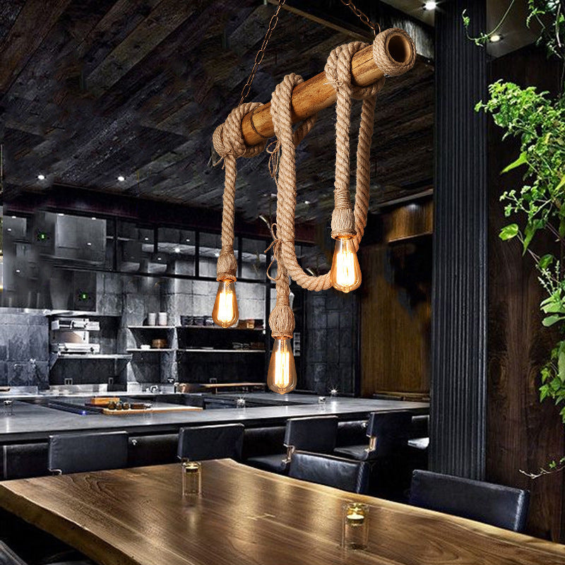 Avtoit | Adjustable Bamboo Pendant Lamp with Industrial Rope Design - EcoChic