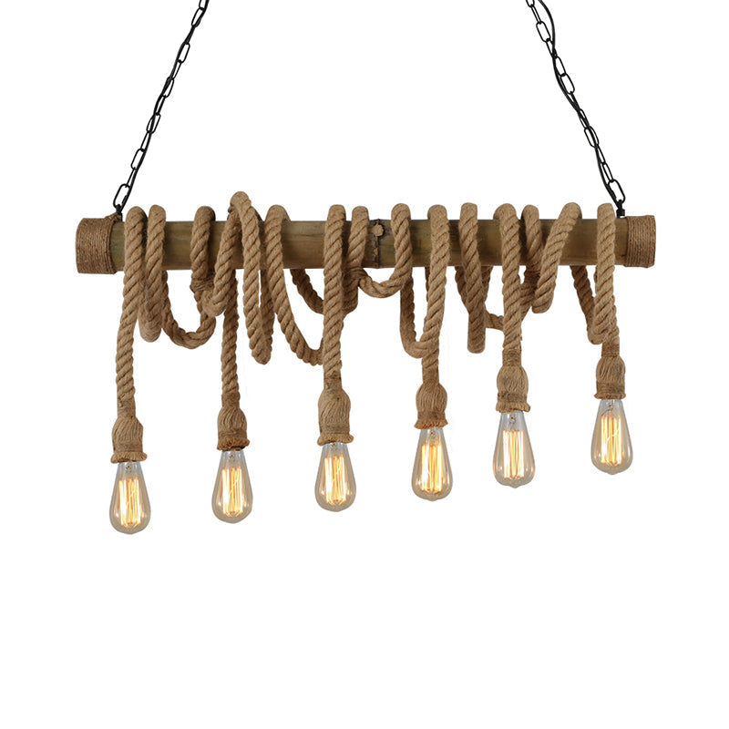 Avtoit | Adjustable Bamboo Pendant Lamp with Industrial Rope Design - EcoChic