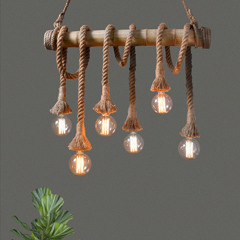 Avtoit | Adjustable Bamboo Pendant Lamp with Industrial Rope Design - EcoChic