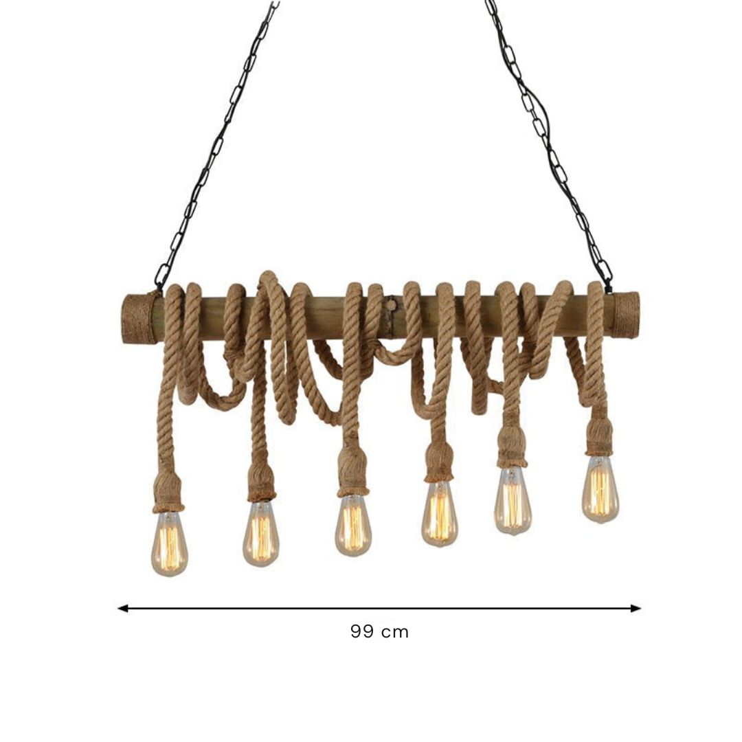 Avtoit | Adjustable Bamboo Pendant Lamp with Industrial Rope Design - EcoChic