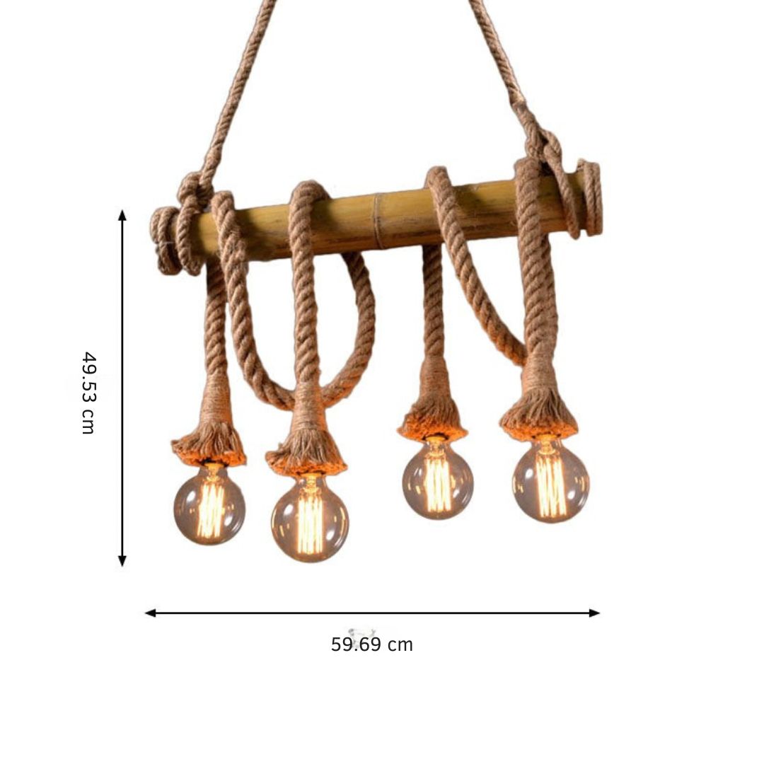 Avtoit | Adjustable Bamboo Pendant Lamp with Industrial Rope Design - EcoChic