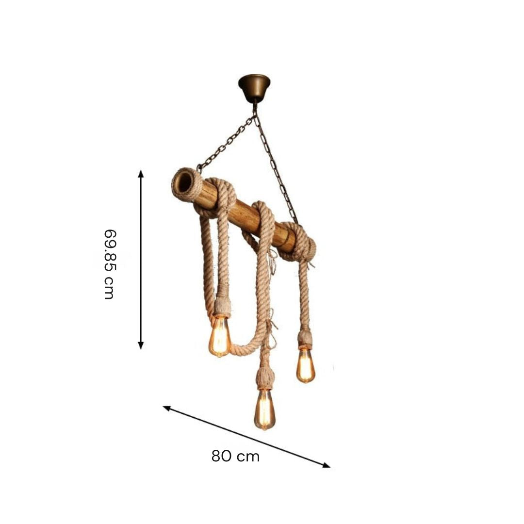 Avtoit | Adjustable Bamboo Pendant Lamp with Industrial Rope Design - EcoChic