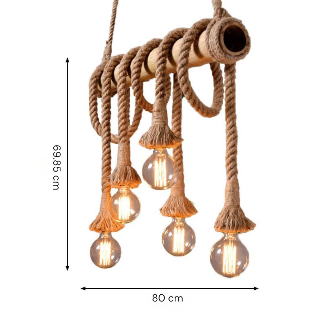Avtoit | Adjustable Bamboo Pendant Lamp with Industrial Rope Design - EcoChic