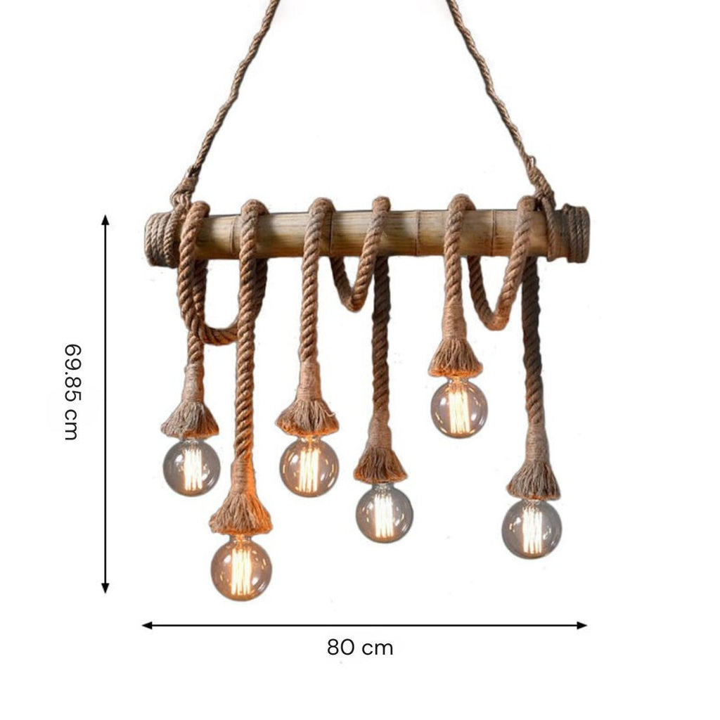 Avtoit | Adjustable Bamboo Pendant Lamp with Industrial Rope Design - EcoChic
