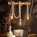 Avtoit | Adjustable Bamboo Pendant Lamp with Industrial Rope Design - EcoChic