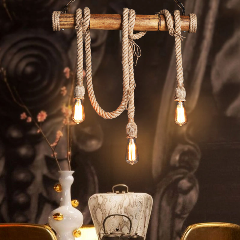 Avtoit | Adjustable Bamboo Pendant Lamp with Industrial Rope Design - EcoChic
