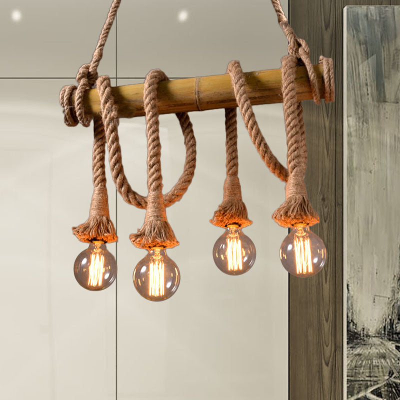 Avtoit | Adjustable Bamboo Pendant Lamp with Industrial Rope Design - EcoChic