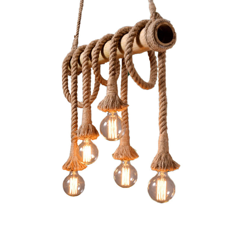 Avtoit | Adjustable Bamboo Pendant Lamp with Industrial Rope Design - EcoChic