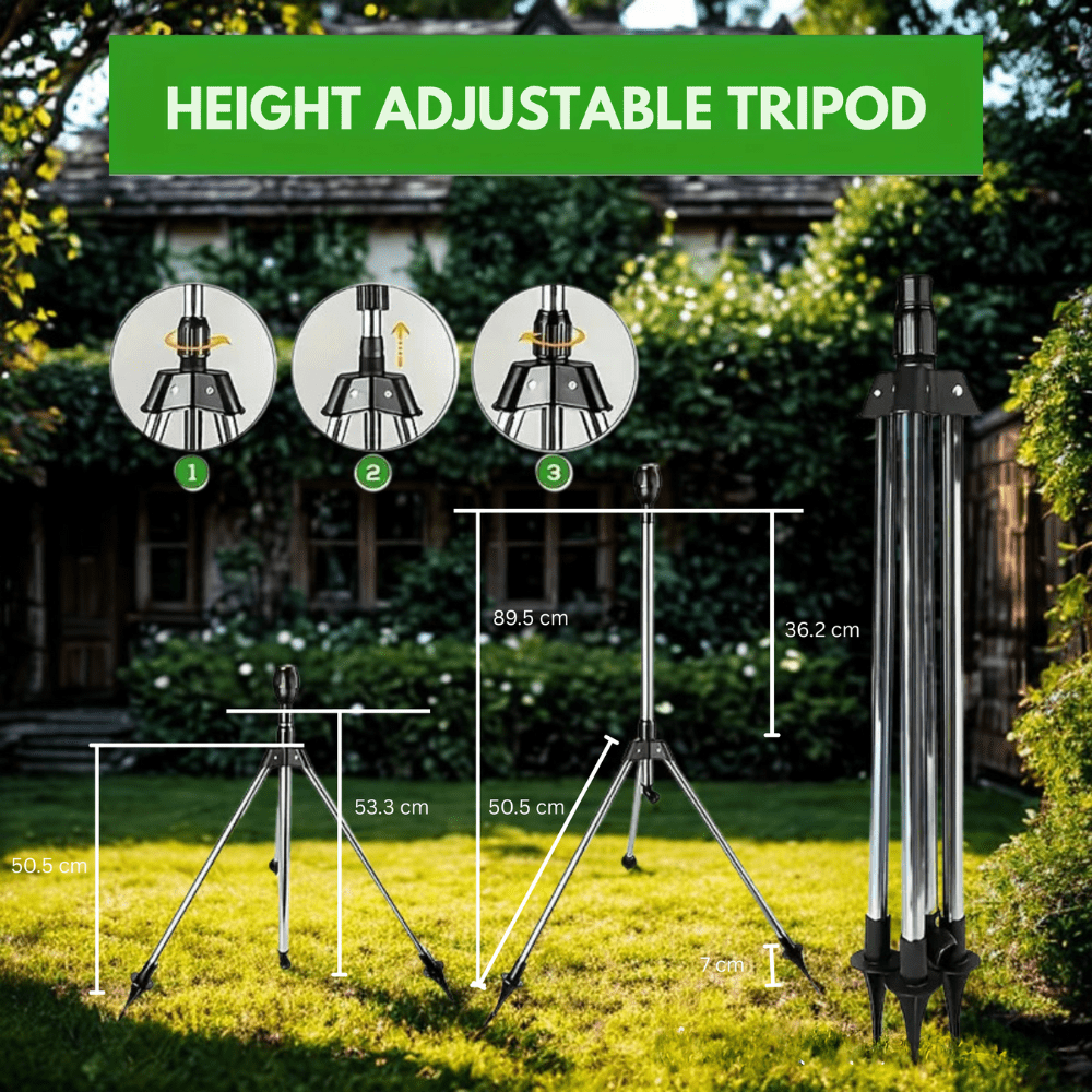 Avtoit | TurboSpray Adjustable 360° Garden Sprinkler – Stainless Steel Rotating Lawn Watering System