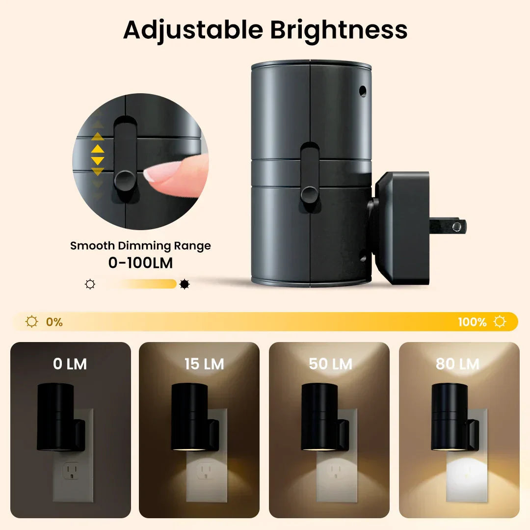 Avtoit | Dimmable Plug-In Night Light with Motion Sensor - LED Light for Bedrooms, Hallways, and Stairs