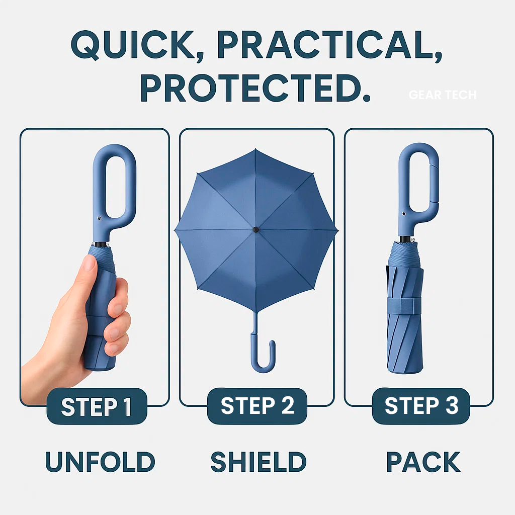 Avtoit | Wind-Resistant Automatic Folding Umbrella with Large Buckle Handle – Compact & Durable