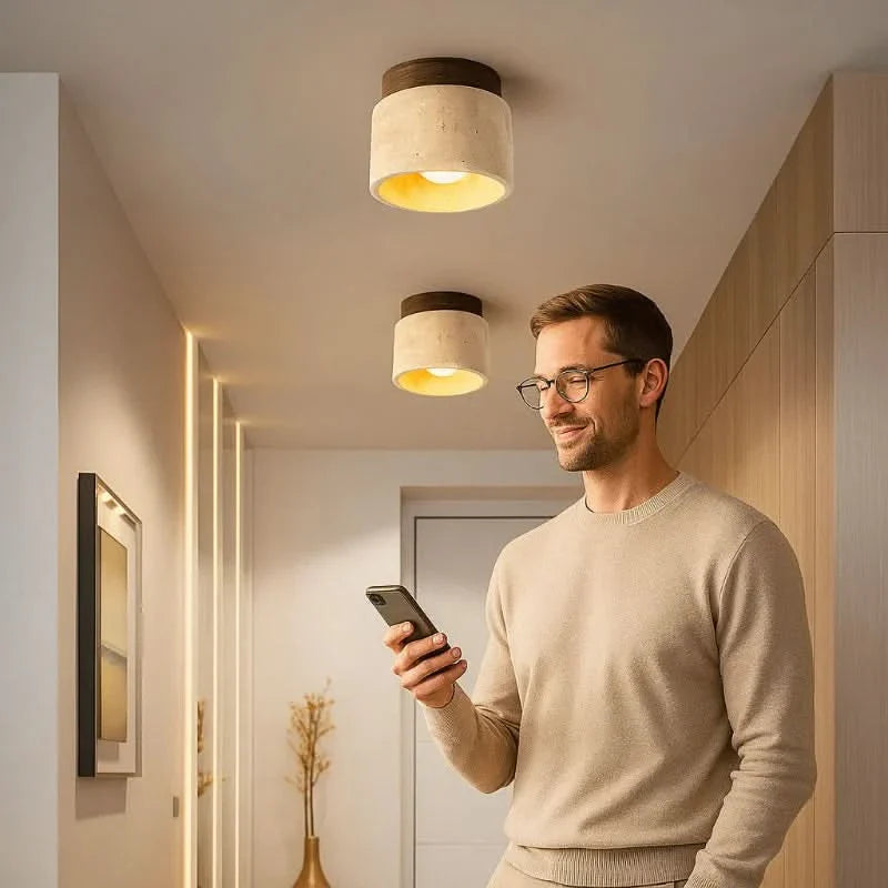 Avtoit | Minimalist LED ceiling lamp made of wood for a warm ambiance