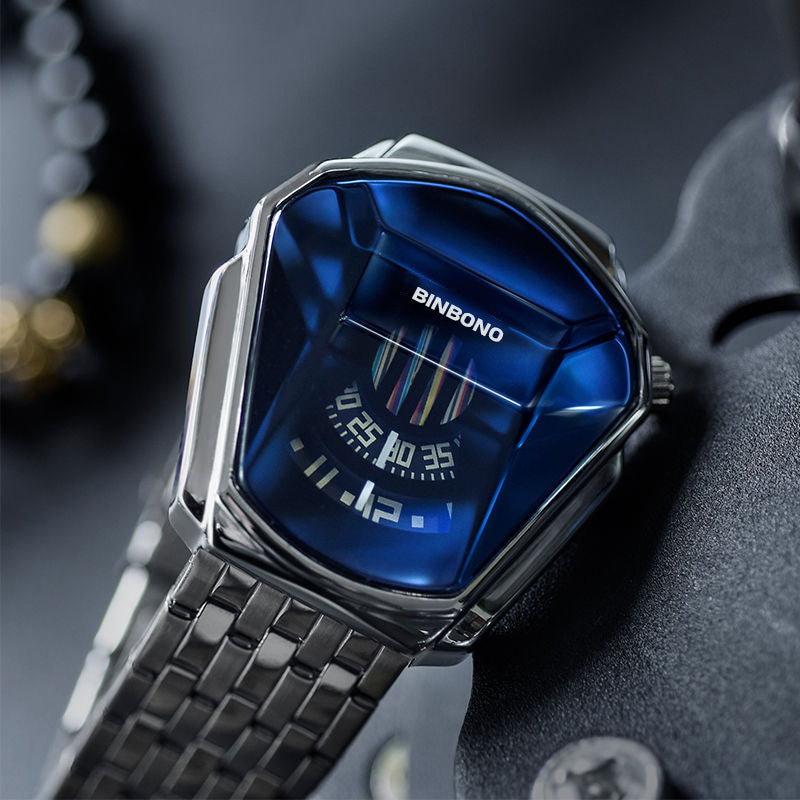 Men's Diamond-Style Quartz Watch with Creative Second Hand