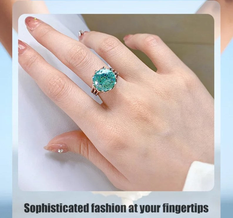 Avtoit | 6 Carat Paraiba Blue-green Lotus Diamond Ring