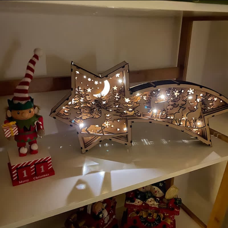 Avtoit | LED Wooden Christmas Ornaments Nativity Scene Star Shaped Desk Lamp
