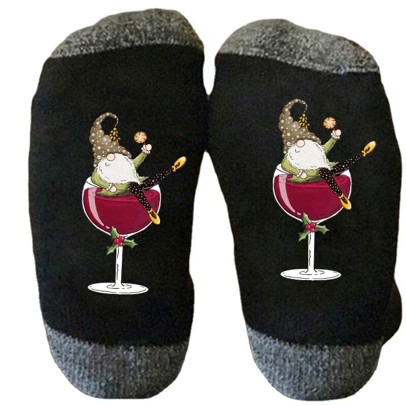 Avtoit | Christmas gnome wine glass unisex crew socks