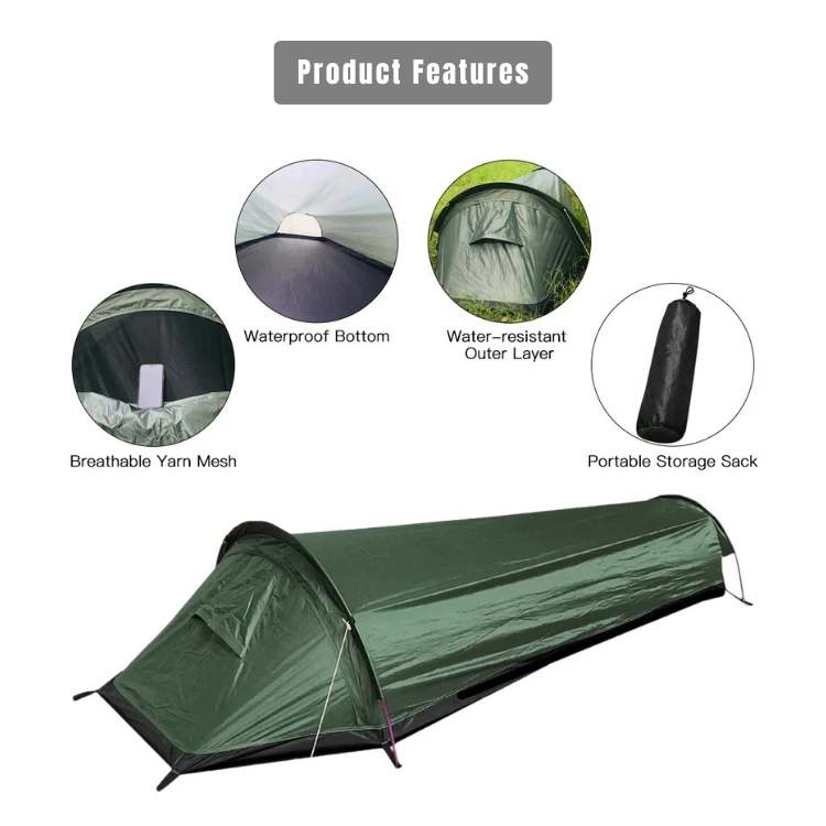 Ultralight Single-Person Camping Tent with Waterproof Polyester and Oxford Base