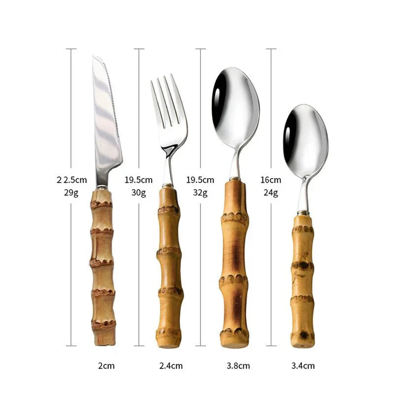 Avtoit | Bamboo Handle Cutlery Set Made of Stainless Steel