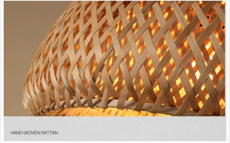 Avtoit | Hanging ceiling lamp made of bamboo C │ Handmade lighting from wood and rattan for interior decoration