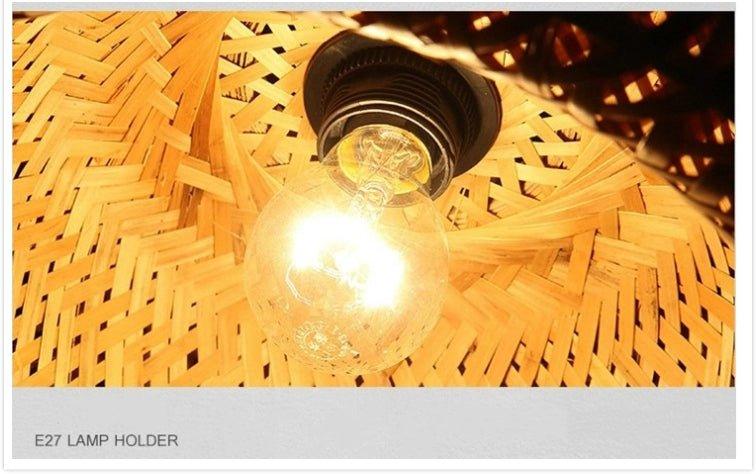 Avtoit | Hanging ceiling lamp made of bamboo C │ Handmade lighting from wood and rattan for interior decoration