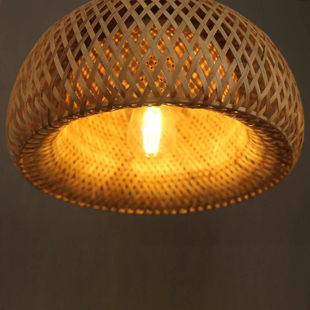 Avtoit | Hanging ceiling lamp made of bamboo C │ Handmade lighting from wood and rattan for interior decoration