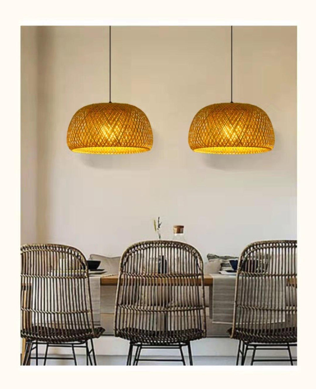 Avtoit | Hanging ceiling lamp made of bamboo C │ Handmade lighting from wood and rattan for interior decoration