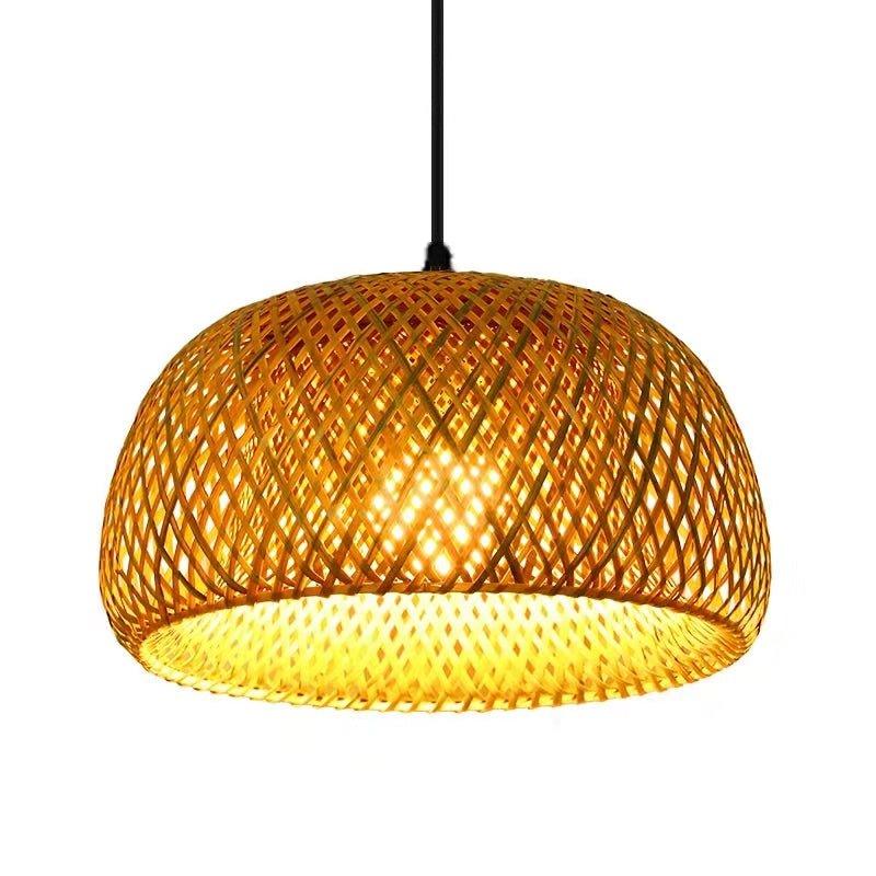 Avtoit | Hanging ceiling lamp made of bamboo C │ Handmade lighting from wood and rattan for interior decoration