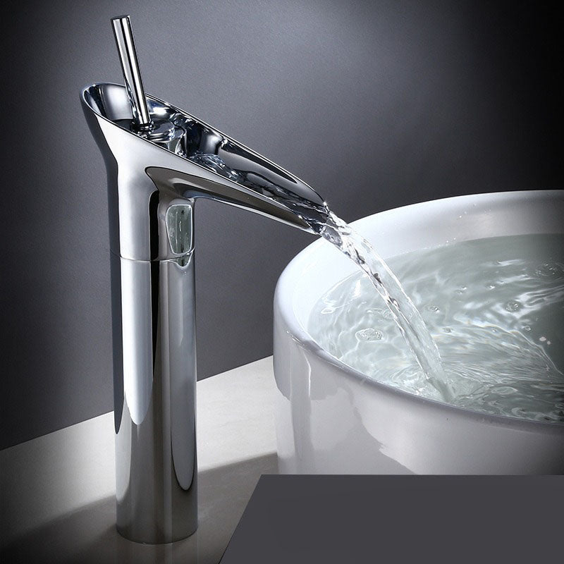 Avtoit | Antique Brass Waterfall Basin Tap – Vintage Bathroom Mixer Faucet with Hot & Cold Control