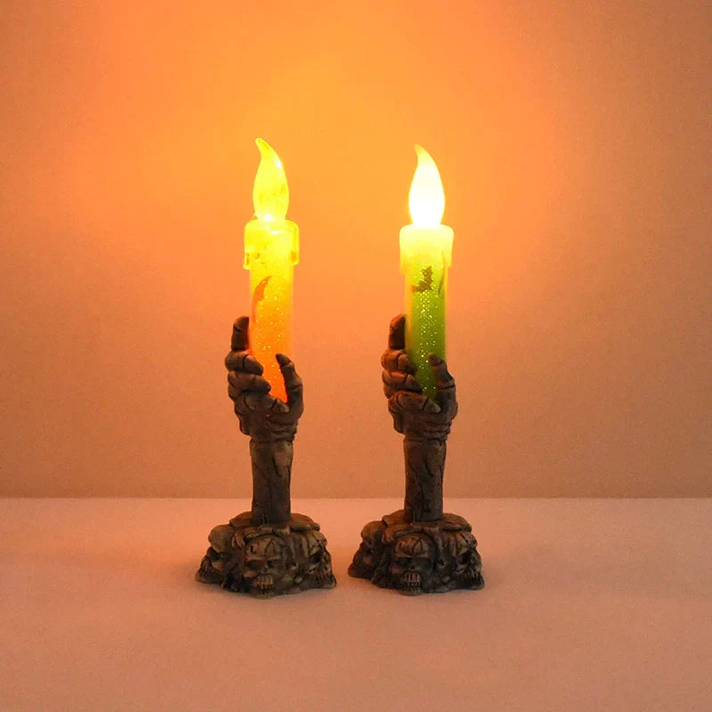 Avtoit | Halloween Ghost Hand Electronic Skeleton Candle Halloween Party Bar Props Decoration Glitter Lamp