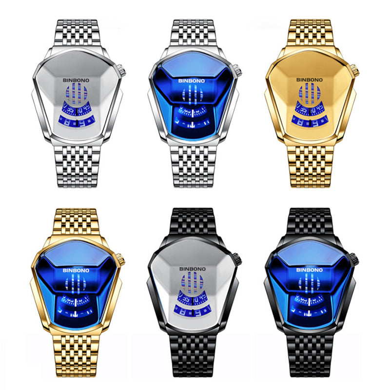 Men's Diamond-Style Quartz Watch with Creative Second Hand