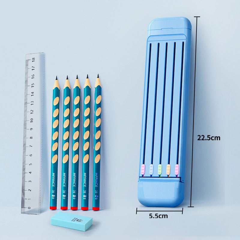 Avtoit | Multifunctional Pencil Case for Kids with 5pcs Pencils2B, Eraser and Ruler