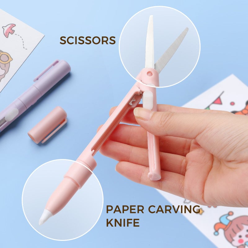 Avtoit | Mini Folding Pen Scissors Graving Knife for Kids