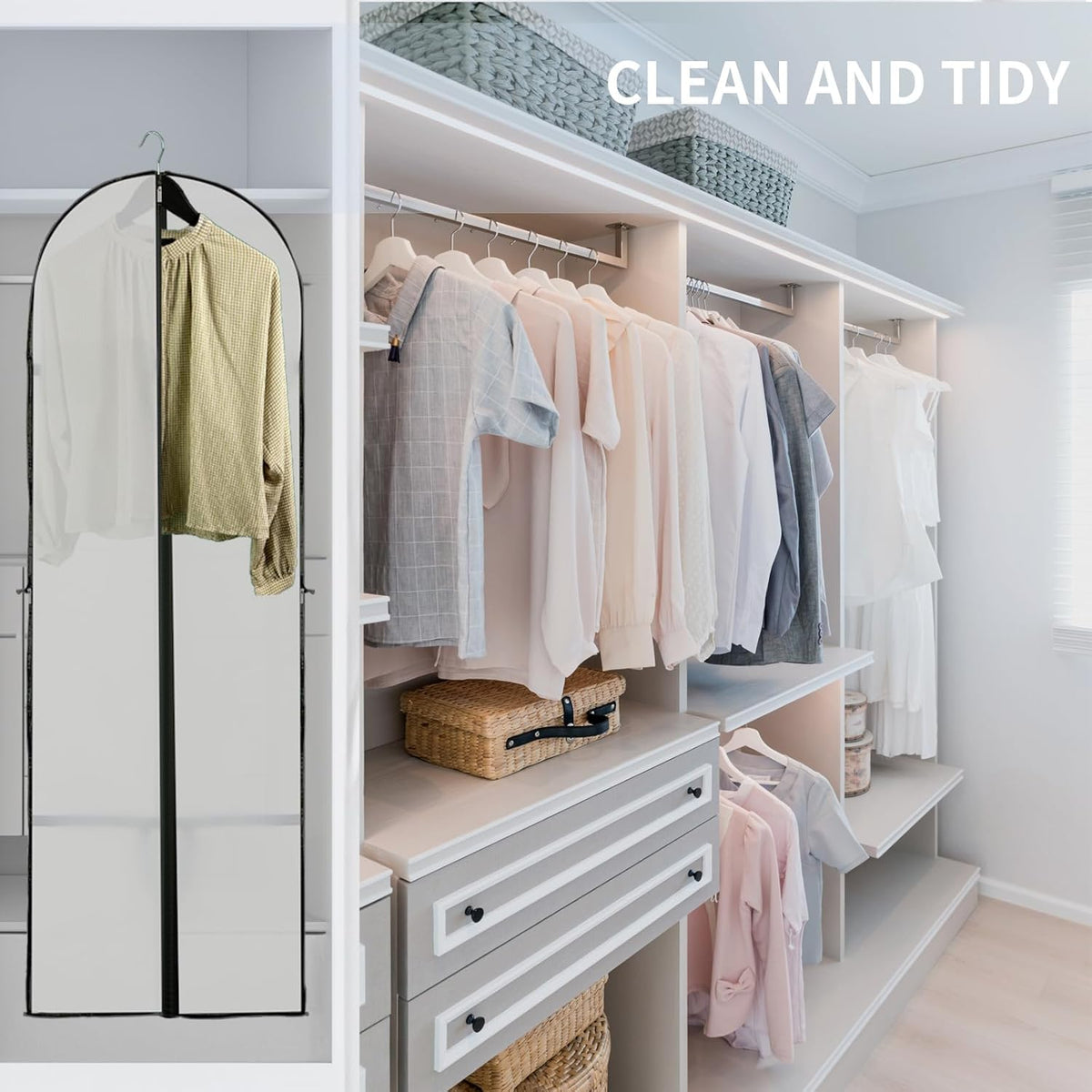 Avtoit | Long Garment Storage Cover – 180cm Dress Bag with Zipper & Window (Buy 1, Get 1 FREE)