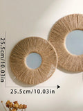 Avtoit | Round decorative wall mirror in boho style with woven hemp rope