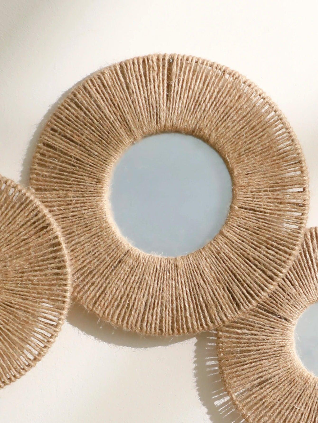 Avtoit | Round decorative wall mirror in boho style with woven hemp rope