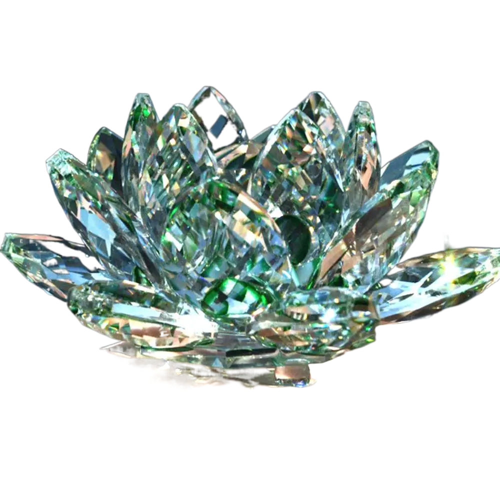 Avtoit | Crystal Lotus Flower Figurine Home Wedding Decoration Glass Art Collection Paperweight Office Table Ornaments Souvenir Gifts