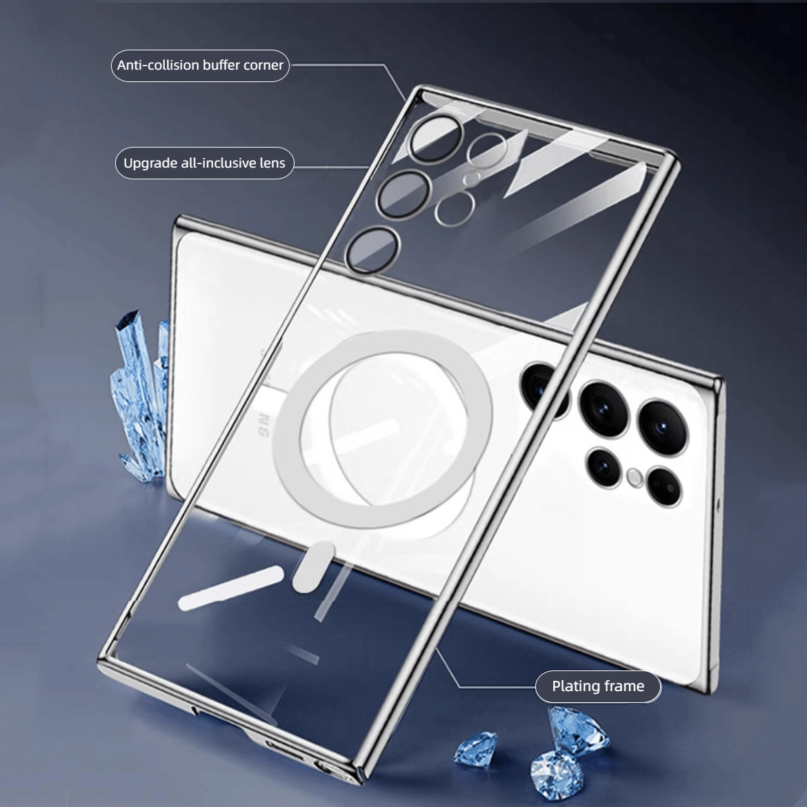 Avtoit | Transparent Luxury Coating Magnetic Cover for Samsung