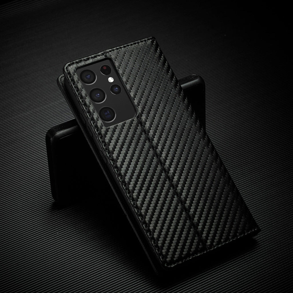 Avtoit | S23 Phone case | Card holder made of carbon fiber leather with magnetic closure
