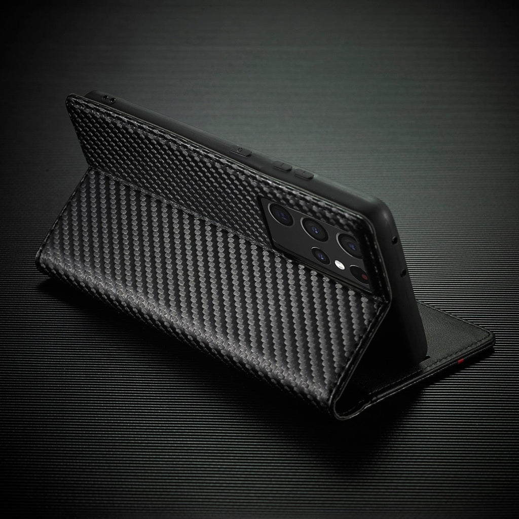 Avtoit | S23 Phone case | Card holder made of carbon fiber leather with magnetic closure