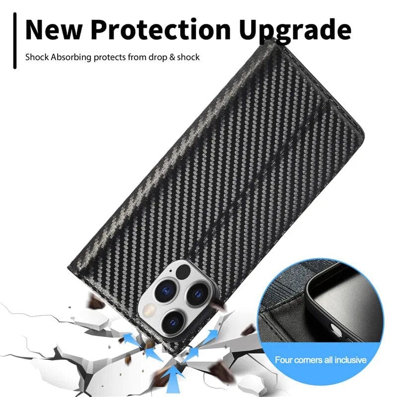 Avtoit | S23 Phone case | Card holder made of carbon fiber leather with magnetic closure