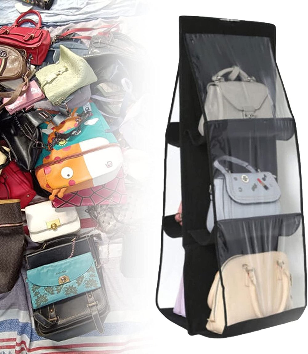 Double-Sided Hanging Handbag Organizer with Six Layers
