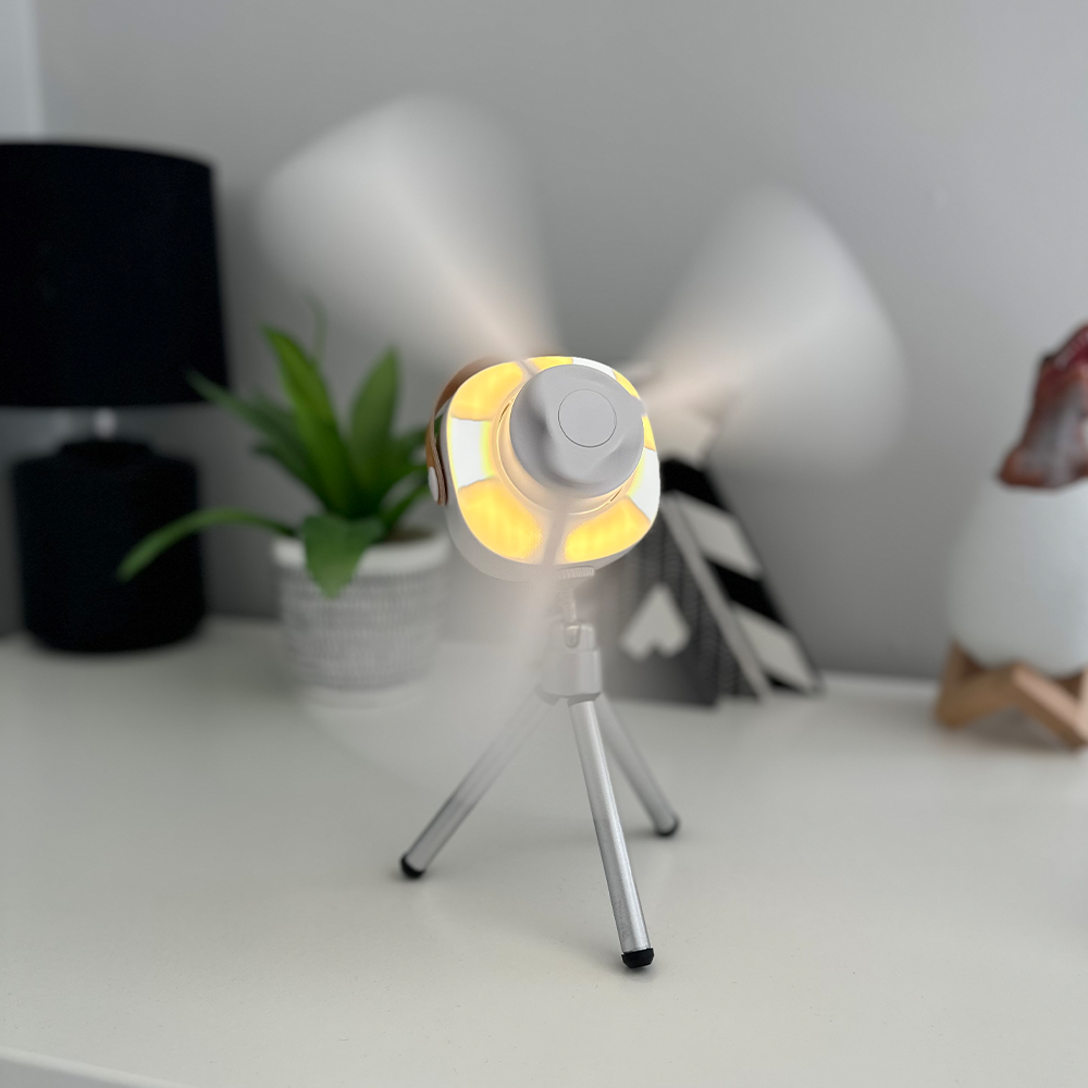 Avtoit | Mini portable ceiling fan with LED light & remote control – 4 speeds, USB rechargeable