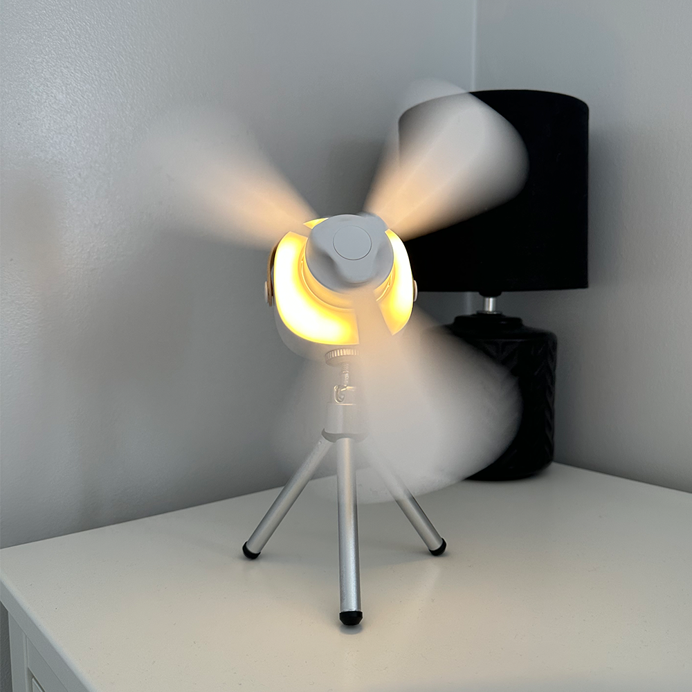 Avtoit | Mini portable ceiling fan with LED light & remote control – 4 speeds, USB rechargeable