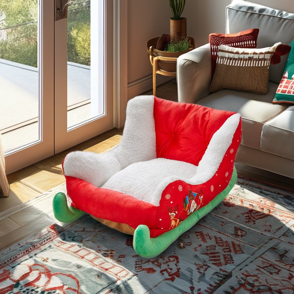 Avtoit | Christmas Sleigh Pet Bed – Warm Cloud Nest for Cats & Dogs, the Perfect Winter Retreat for Your Furry Friends