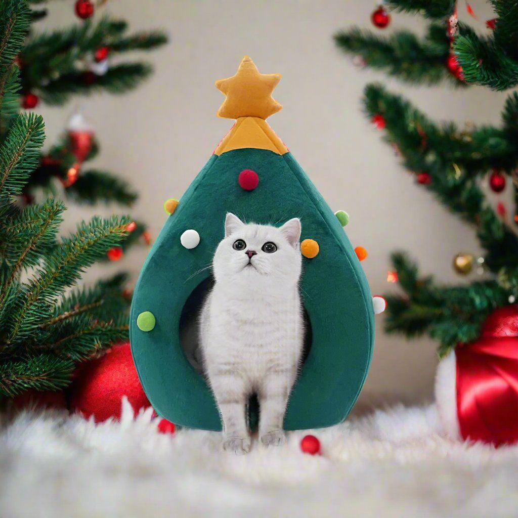 Avtoit | Christmas Tree Pet Bed / Tent – Warm Winter Tent for Dogs & Cats, Perfect for Holiday Comfort & Style