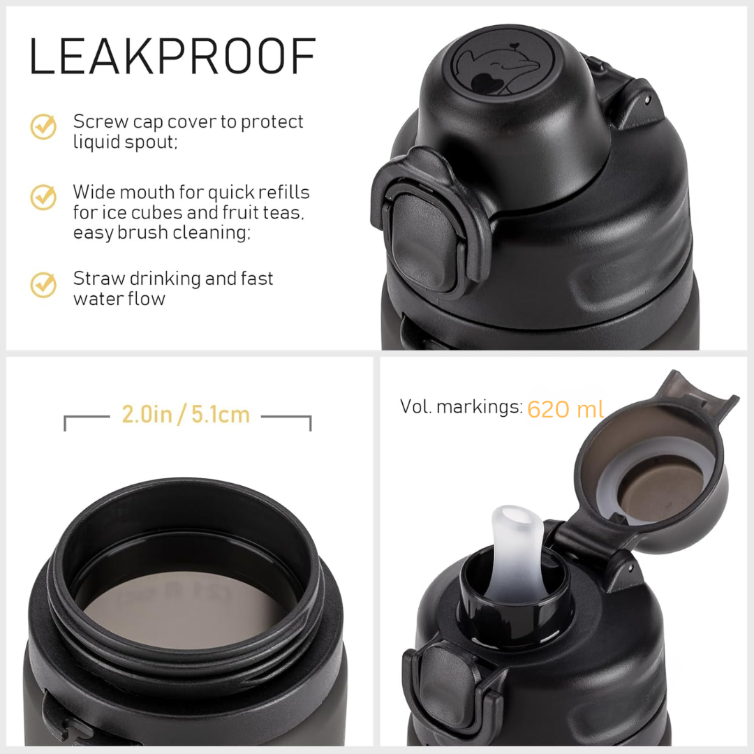 Avtoit | Collapsible 600 ml Silicone Water Bottle - Leakproof & BPA-free