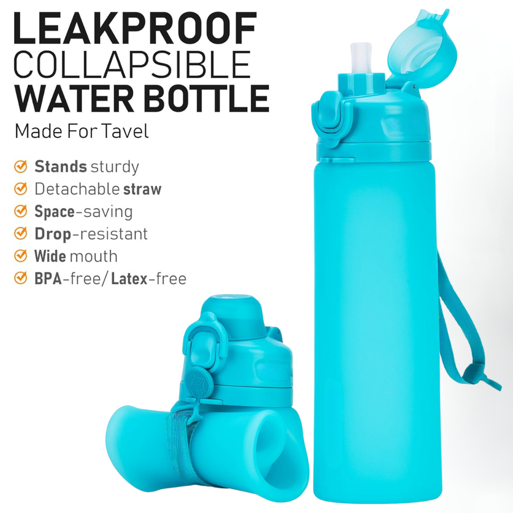 Avtoit | Collapsible 600 ml Silicone Water Bottle - Leakproof & BPA-free