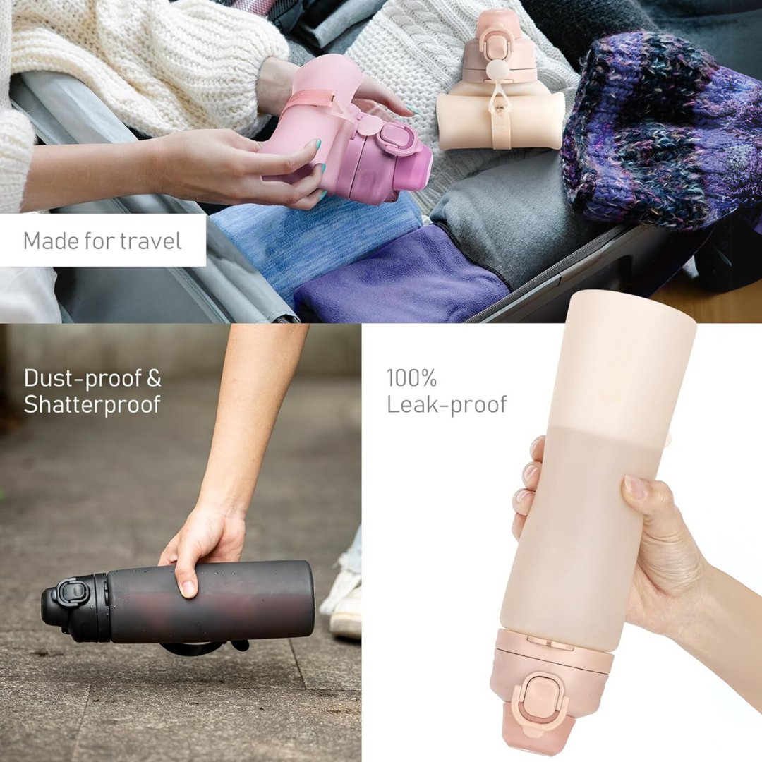 Avtoit | Collapsible 600 ml Silicone Water Bottle - Leakproof & BPA-free