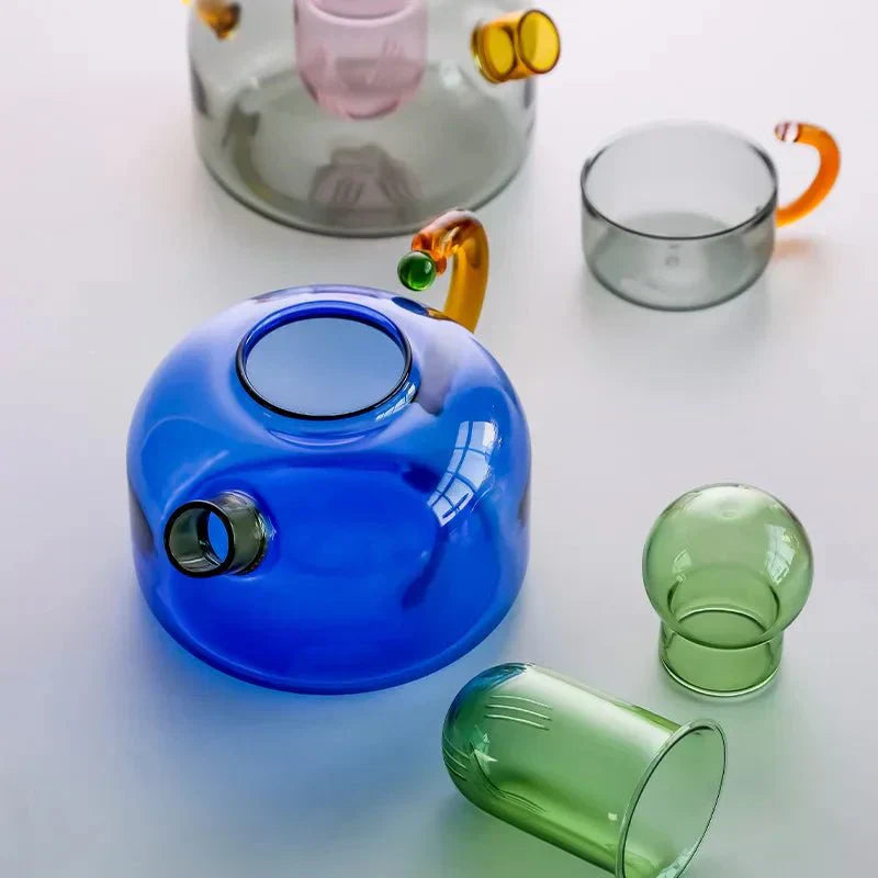Avtoit | Colorful Glass Teapot Set with Contrast Accents – Heat Resistant & Stylish